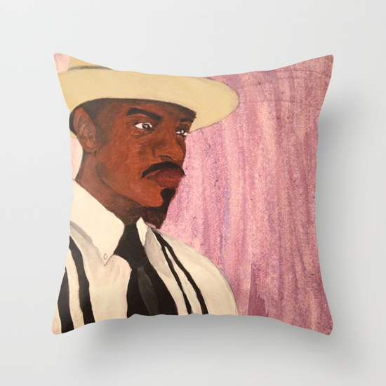 Andre 3000 Throw Pillow painted by Visual Artist Keara Douglas of Delux Designs (DE), LLC