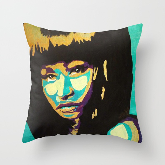 Nicki Minaj Throw Pillow painted by Visual Artist Keara Douglas of Delux Designs (DE), LLC