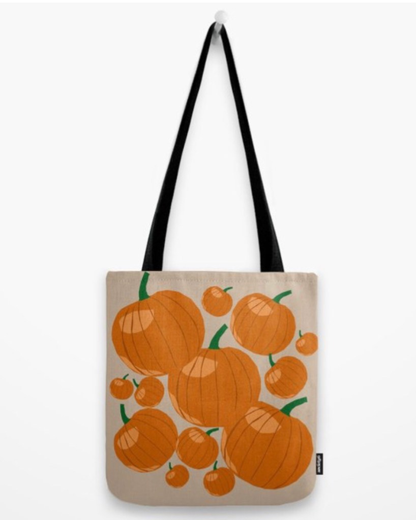Pumpkin Love Tote Bag designed by Visual Artist Keara Douglas of Delux Designs (DE), LLC