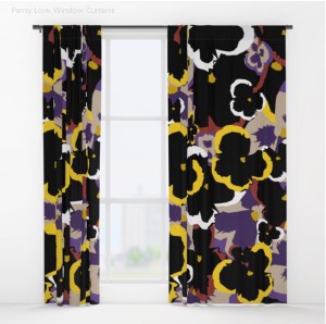 Pansy Love Blackout Curtains designed by Visual Artist Keara Douglas of Delux Designs (DE), LLC