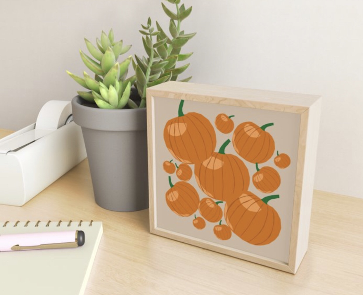 Pumpkin Love Mini Framed Art Print designed by Visual Artist Keara Douglas of Delux Designs (DE), LLC