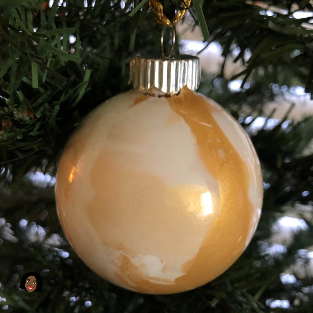 Gold Color Craze Glass Ornament created by Visual Artist Keara Douglas of Delux Designs (DE), LLC