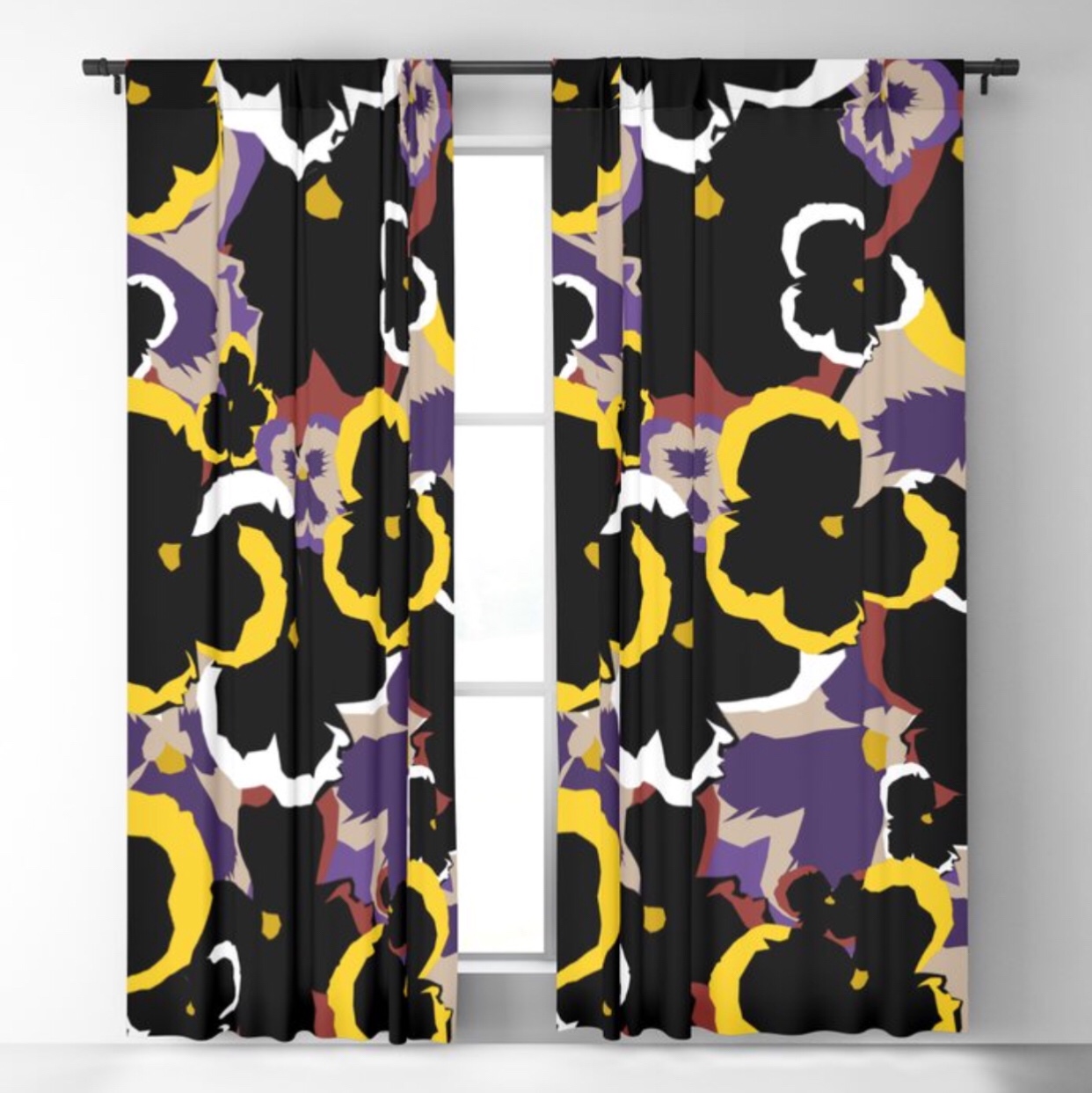 Pansy Love Blackout Curtains designed by Visual Artist Keara Douglas of Delux Designs (DE), LLC.