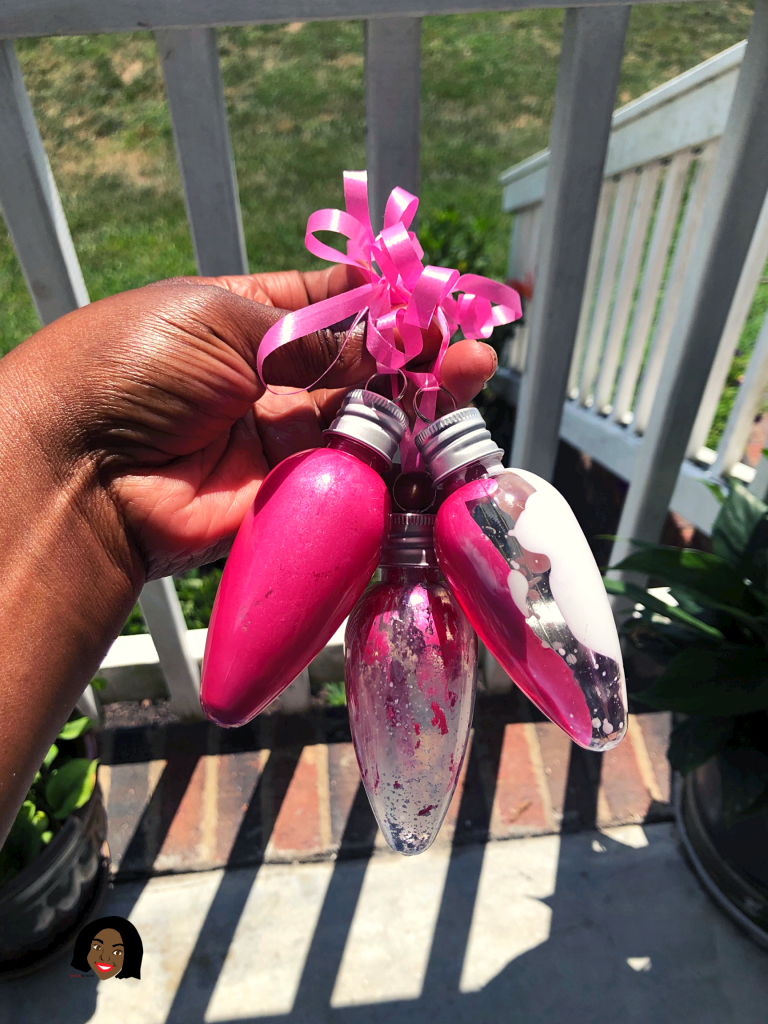 Pink Plastic Bulb Ornament Set created by Visual Artist Keara Douglas of Delux Designs (DE), LLC.