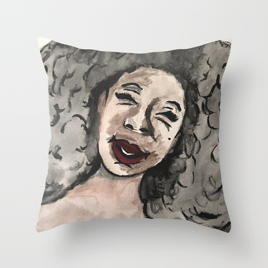 Smile Throw Pillow painted by Visual Artist Keara Douglas of Delux Designs (DE), LLC