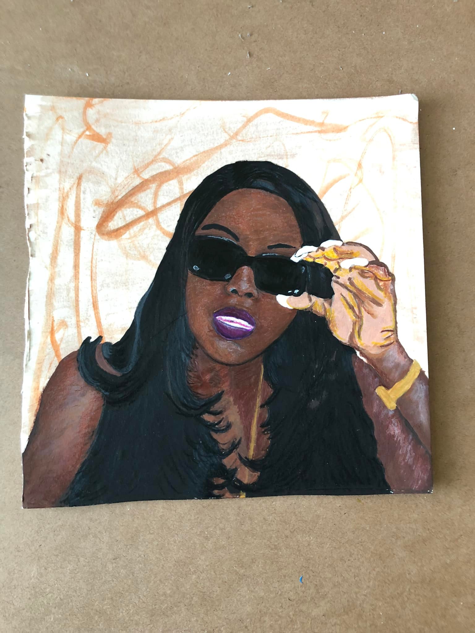 Foxy Brown Music Block painted by Visual Artist Keara Douglas of Delux Designs (DE), LLC