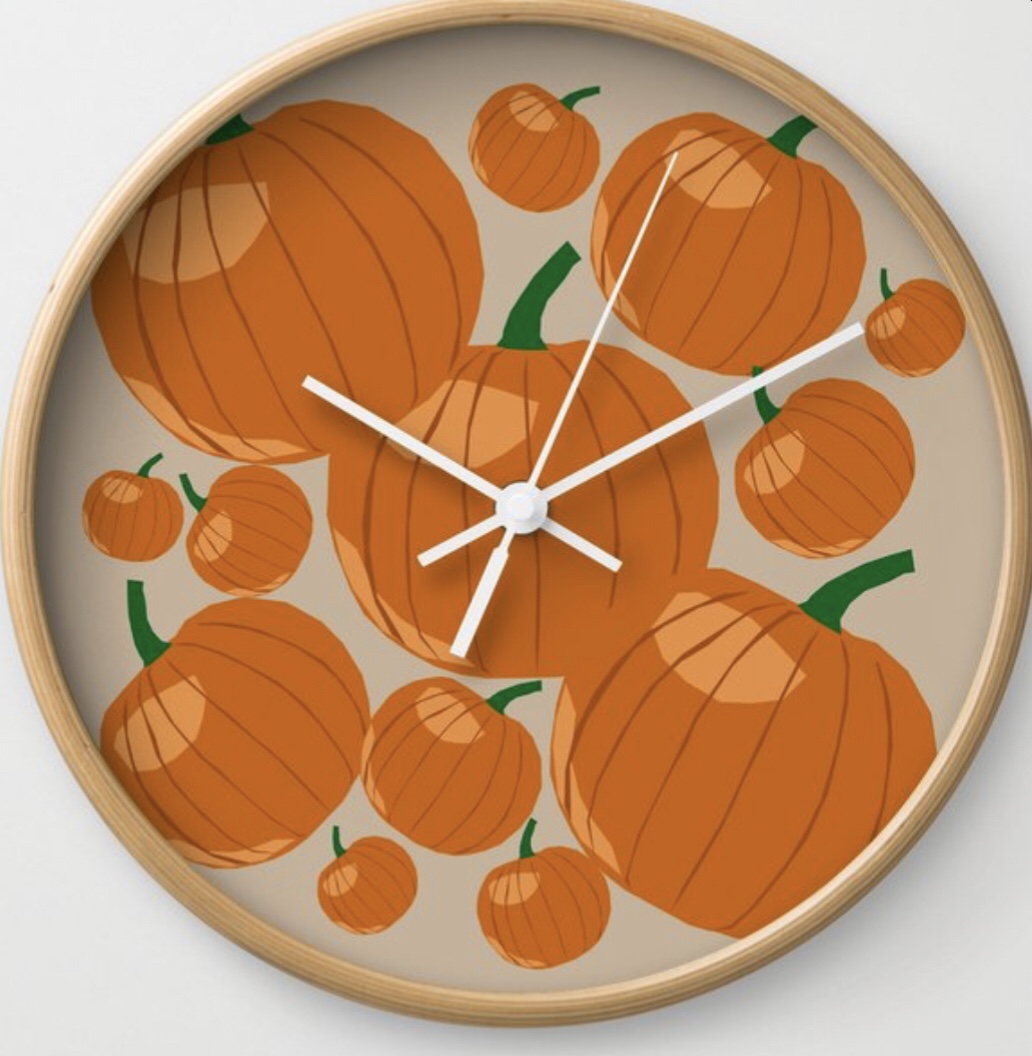Pumpkin Love Wall Clock designed by Visual Artist Keara Douglas of Delux Designs (DE), LLC