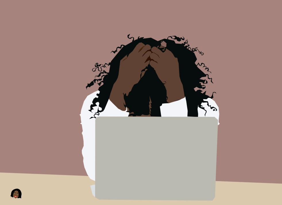 Imposter Syndrome Digital Illustration designed by Keara Douglas of Delux Designs (DE), LLC.