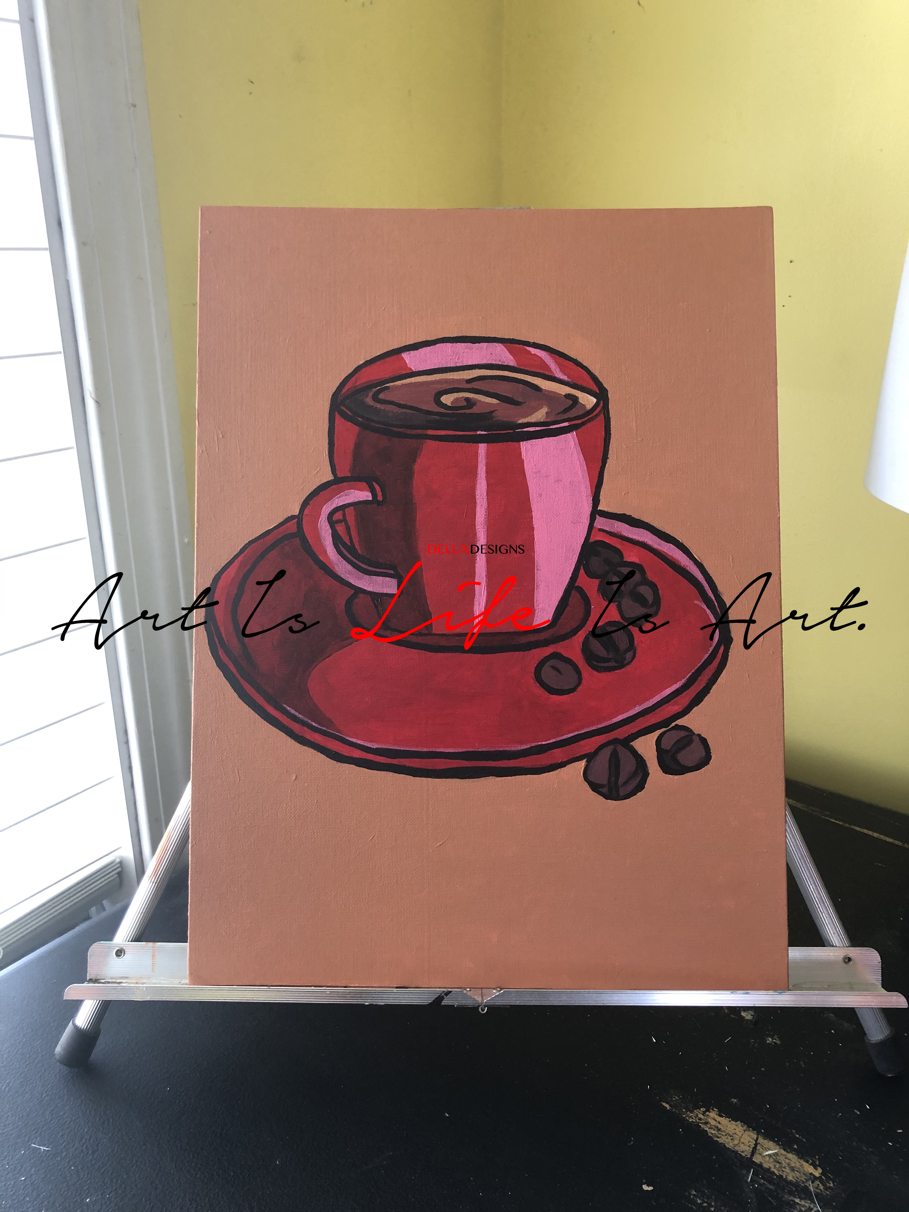 Coffee Love Acrylic Painting by Visual Artist Keara Douglas of Delux Designs (DE), LLC