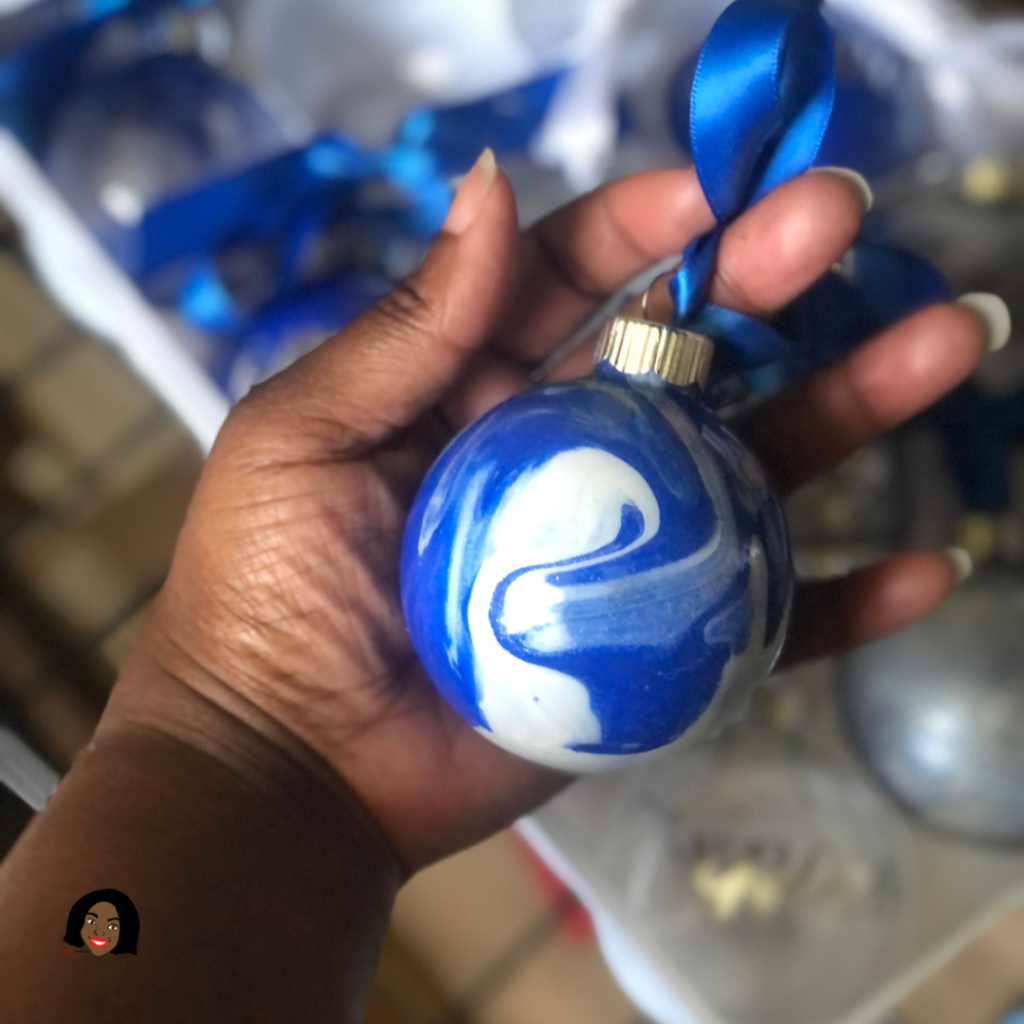 Blue Color Craze Glass Ornament created by Visual Artist Keara Douglas of Delux Designs (DE), LLC.