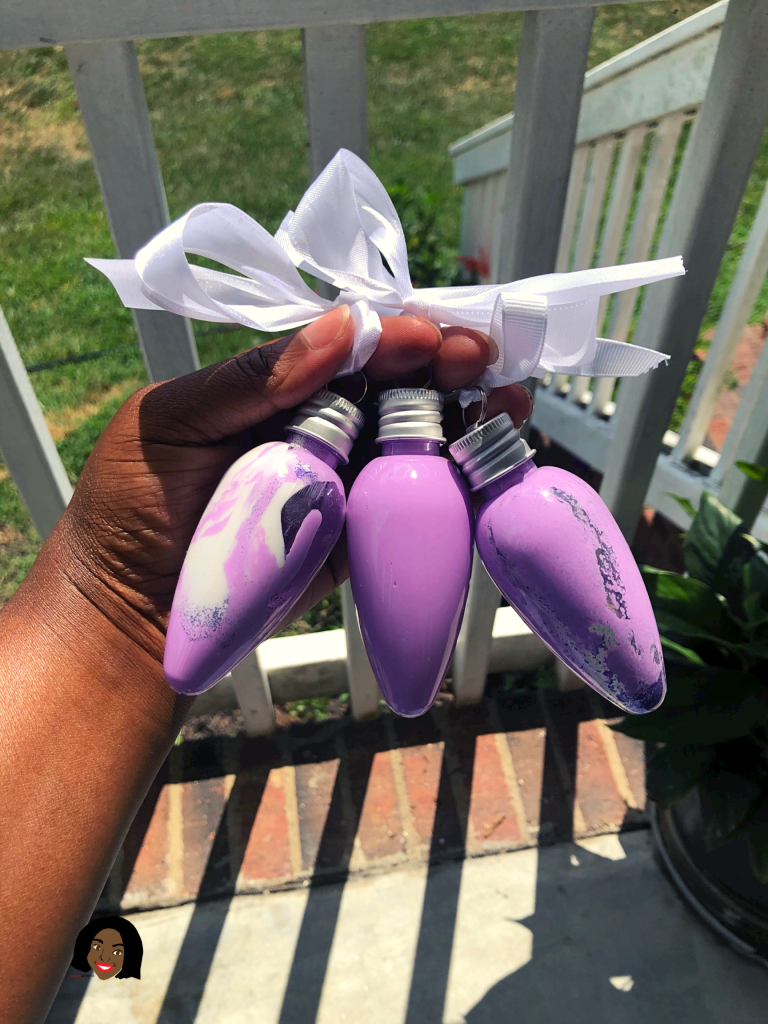 Lavender Plastic Bulb Ornament Set created by Visual Artist Keara Douglas of Delux Designs (DE), LLC.