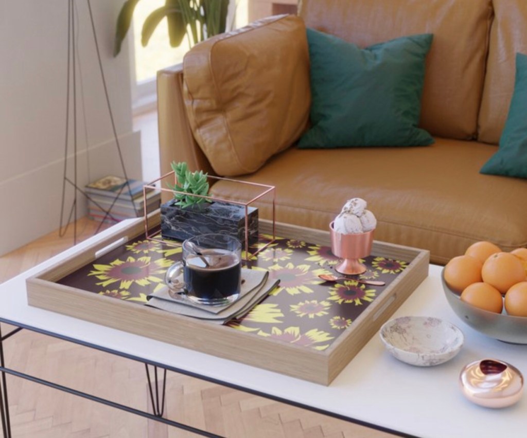 Black-Eyed Susan Love Serving Tray designed by Visual Artist Keara Douglas of Delux Designs (DE), LLC