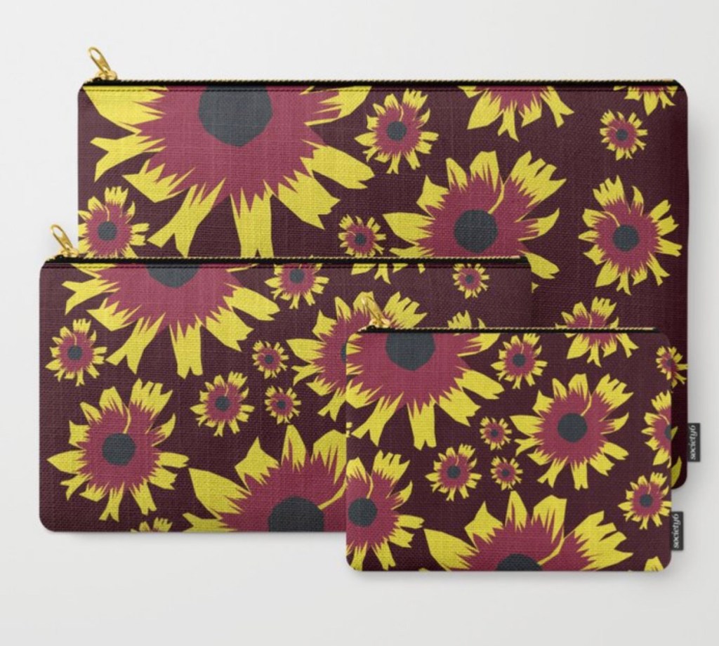 Black-Eyed Susan Love Carry All Pouches designed by Visual Artist Keara Douglas of Delux Designs (DE), LLC