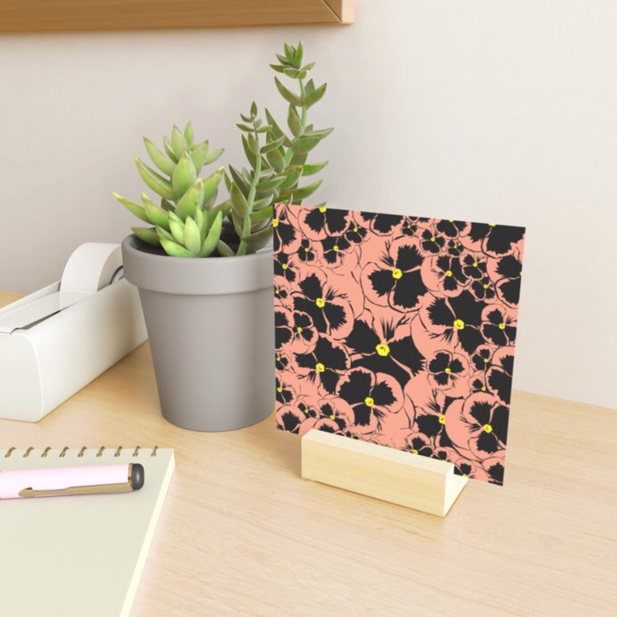 Peach Pansy Love Mini Art Print designed by Visual Artist Keara Douglas of Delux Designs (DE), LLC